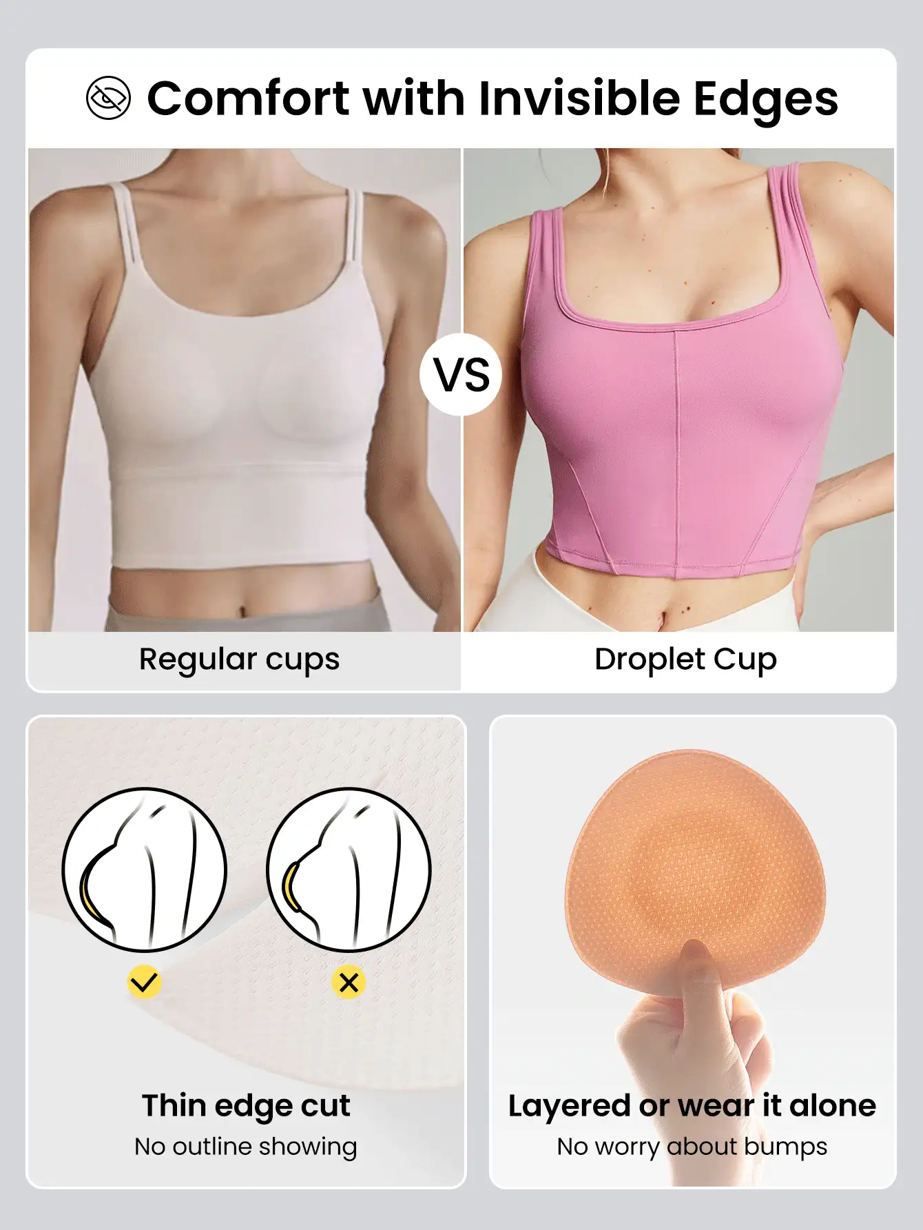 GLOWMODE Sujetador deportivo FeatherFit ™ con cuello cuadrado que efecto corset con soporte ligero para yoga, estudio de gimnasia y uso diario - Rosa - Ver 2