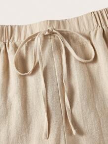 Elaquor Bequeme Leinenhose mit elastischem Bund und weitem Bein, atmungsaktiv und angenehm für den täglichen Gebrauch, Urlaub und den Arbeitsweg