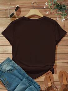 EMERY ROSE Casual Animal Horse Pattern Crew Neck Korte Mouw Dames T-shirt, Zomer Pullover