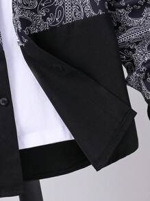 SHEIN BA- Boys' Single-Breasted Casual Long Sleeve Shirt With Print Pattern 05