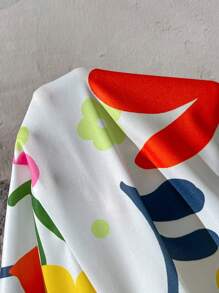 SHEIN LUNE Pantalones largos casuales de resort para mujer, mezcla de lino con estampado de flores, de verano a otoño - Multicolor - Ver 3