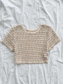Soleia Camiseta de crochet de punto medio transparente para mujeres para vacaciones en la playa del mar, colores dulces - Multicolor - Ver 3