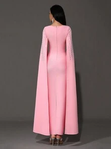 Modphy New Sexy Luxurious Crystal Embellished Fitted Long Slit Sleeve Bandage Dress, Women Formal Evening Gown For Party, Ball Or Prom