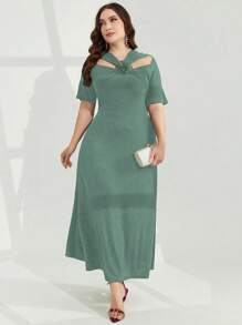 Modelyn Plus Size Women's Simple Solid Color Casual Dress For Daily Wear