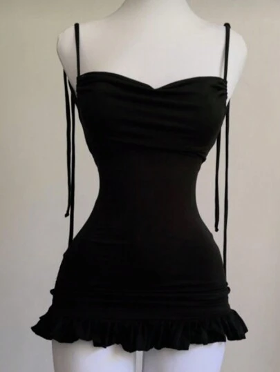 SHEIN Unity Vestido mini con tirantes de unicolor y espalda descubierta, de moda y sexy