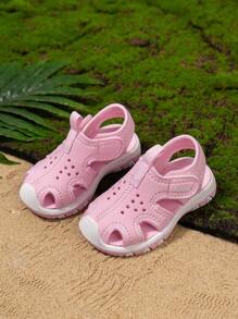 Infant Lightweight Anti-Slip Durable Soft Sole Beach Hook And Loop Sports Campus Sandals - Pink - View 5