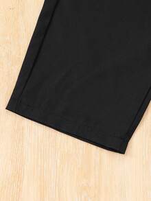 Boys' (Big) Single-Breasted Lace Decor Long Sleeve Top And Solid Color Pants Set Fall Winter - Black - View 6