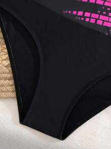 Swim Lushoire Women's Summer Beach Geometric Print Crossed Halter Neck Sexy Bikini Set - Multicolor - View 4