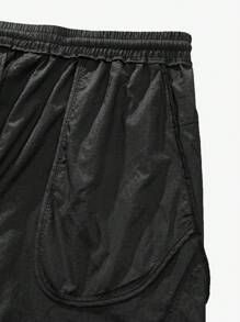 Manfinity VCAY Men's Woven Nylon Windproof Breathable Shorts, Slim-Fit Casual Straight Shorts, Suitable For Summer And Daily Wear - Black - View 6