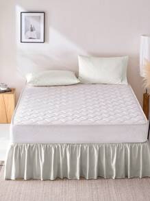 1pc Ruffled Bed Skirt, 15-Inch Drop, Easy To Install, Non-Slip Super Soft Bed Coverlet With Platform, Romantic Style, Suitable For Home Bedding And School Dormitory, Machine Washable, Oeko-Tex Certified - Light Grey - View 7