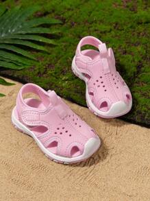 Infant Lightweight Anti-Slip Durable Soft Sole Beach Hook And Loop Sports Campus Sandals - Pink - View 6
