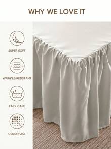 1pc Ruffled Bed Skirt, 15-Inch Drop, Easy To Install, Non-Slip Super Soft Bed Coverlet With Platform, Romantic Style, Suitable For Home Bedding And School Dormitory, Machine Washable, Oeko-Tex Certified - Light Grey - View 5