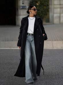EURMUSE Oversize Extra Long  Coat - Black - View 7