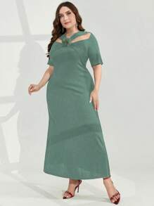 Modelyn Plus Size Women's Simple Solid Color Casual Dress For Daily Wear