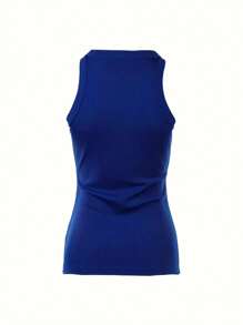 ChicMe 无袖罗纹针织背心，修身百搭，适合日常穿着，夏季女士优雅之选。 - 藍色 - 查看 3