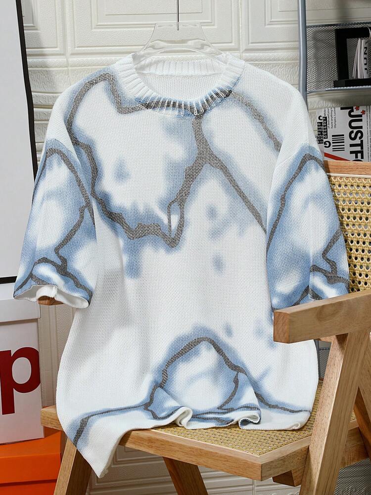 Men's Random Printed Round Neck Knitwear