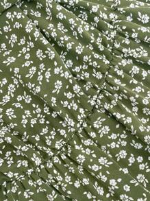 SHEIN Frenchy Đầm mini tay ngắn cổ chữ V mùa hè cỡ lớn có hoa và viền xù xù, Quần áo cổ điển cho nữ, Quần áo bé gái mười hai, Quần áo đi học lại - màu xanh lá - Xem 6