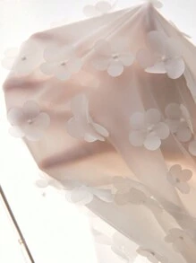 SHEIN Privé 大码夏季白色简约时尚3D花卉无袖衬衫 - 白色 - 查看 8