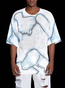 Manfinity Hypemode Men's Random Printed Round Neck Knitwear - Multicolor - View 3