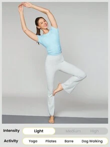 GLOWMODE FeatherFit™ Fokus Kordelzug Falten Kurzarm T-Shirt Leichte Unterstützung Niedrige Auswirkungen Yoga Studio Fitnessstudio Sommer
