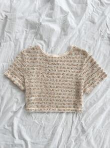 Soleia Camiseta de crochet de punto medio transparente para mujeres para vacaciones en la playa del mar, colores dulces - Multicolor - Ver 2