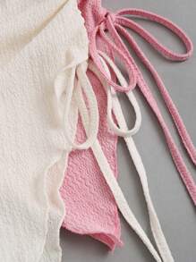 Sweetra New Summer European And American Style Sexy Strapless Top With Drawstring Waist And Slanted Hem Y2K Outfit  - Multicolor - View 5