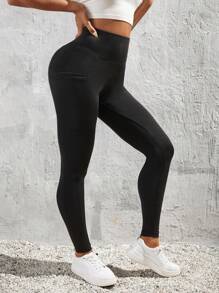 SHEIN Essnce Phone Pocket Wideband Waist Leggings