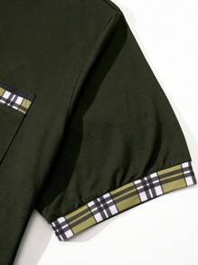 Manfinity Homme Men's Casual Plaid Patchwork Short Sleeve Polo Shirt, Summer