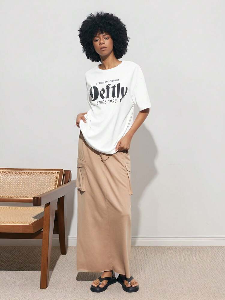 SHEIN Maija Jupe décontractée pour femme avec cordon de serrage à la taille et design de poche pratique