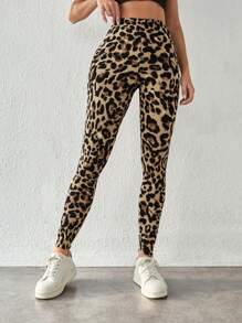 SHEIN Tall 豹紋印花緊身打底褲