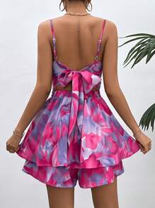 Breezaya Mono de moda femenino de verano degradado retorcido con huecos - Morado - Ver 2