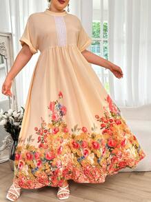 Al Najma 大码女式花卉印花简约日常连衣裙