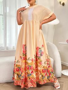 Al Najma 大码女式花卉印花简约日常连衣裙