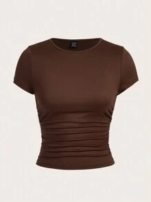 SHEIN EZwear Camiseta feminina de malha justa, pacote com várias peças - Rosa chiclete - Visão 7