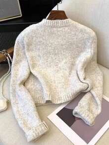 Áo cardigan voan dài tay tinh tế đơn giản hàng ngày cho nữ - Màu be - Xem 2