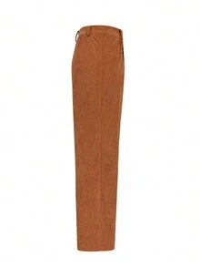 Women's Vacation Leisure Solid Color Corduroy Pants - Brown - View 5