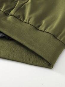 Manfinity Homme Men's Plus Size Spring And Autumn Casual Solid Color Baseball Collar Jacket - Army Green - View 4