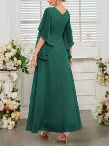 SHEIN Belle Robe de mariée florale élégante et romantique - Vert sapin - Voir 2
