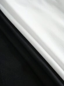Chiquease 夏季女士實色圓領休閒不對稱褶邊T卹 - 黑與白 - 查看 8