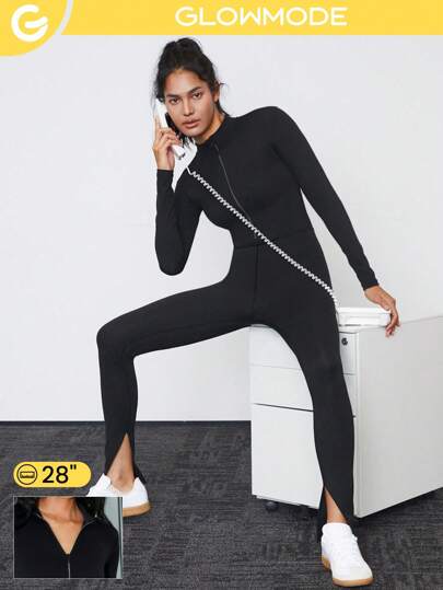 GLOWMODE Mono De Media Cremallera Y Dobladillo Dividido De Softflux