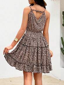EURMUSE Women Leopard Pattern Mini Dress - Coffee - View 2
