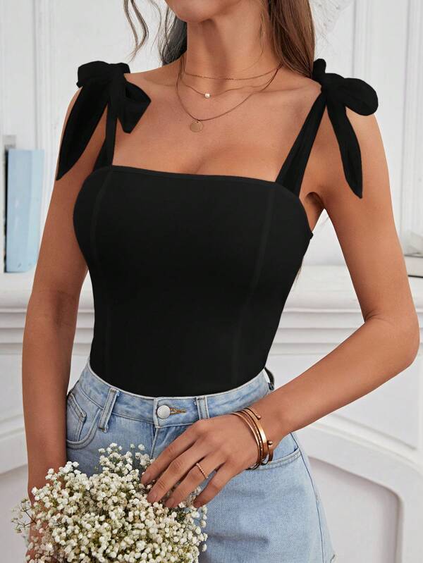 SHEIN Frenchy Tie cu umăr Cami Top Vară Topuri Haine de vacanță