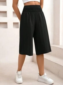 SHEIN Essnce 女士夏季休閒束腰七分褲，適合日常穿著