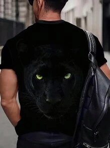 Men Plus Animal Print Tee - Black - View 2