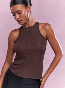 MISSGUIDED Áo ba lỗ thêu logo - màu nâu - Xem 4