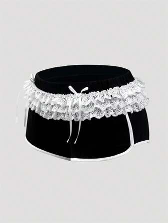 Fairycore Y2K Vintage Ballett Stil Niedrige Taille Ultra-Kurze Spitze Kuchen Shorts für Frauen