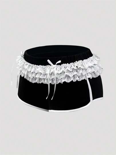 Fairycore Shorts ultra cortos estilo ballet vintage Y2K con encaje y cintura baja para mujeres