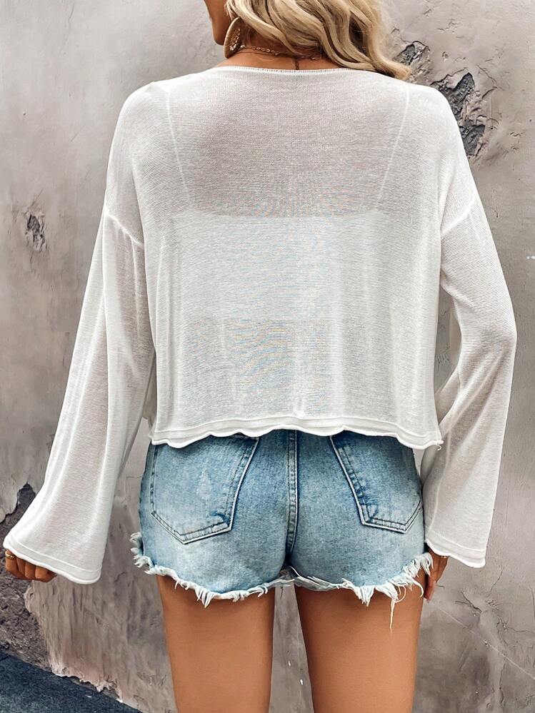 SHEIN LUNE Ladies' Plain Simple Daily Cardigan - White - View 2