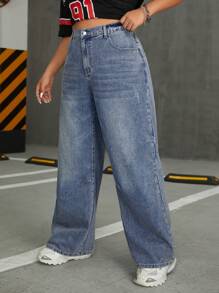 SHEIN ICON Quần Jeans Boyfriend Jeans ... - Màu xanh lam - Xem 4