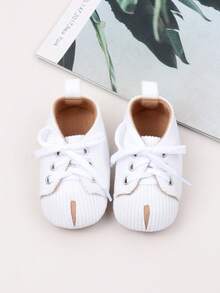 嬰兒/幼兒春秋季透氣柔軟底防滑行走鞋，配有蝴蝶結，適合日常穿著，平底鞋 - 白色 - 查看 5